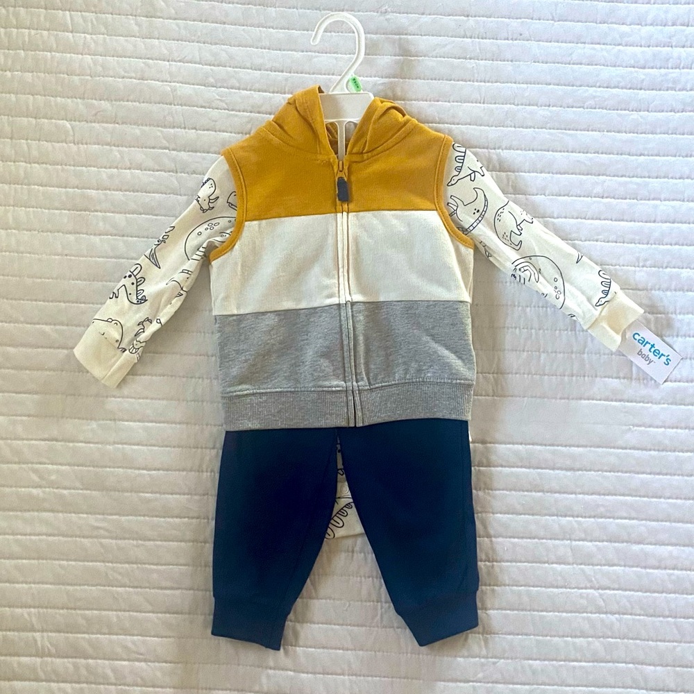 3 Piece Vest Set LongSleeve Casual Active ZipUp Lightweight Leggings Bodysuit